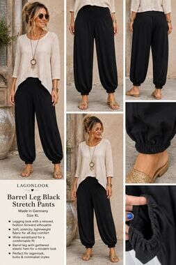 Transparente barrel leg black stretch pants XL Made in Germany